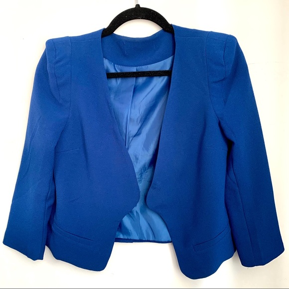Forever21 Cropped Cobalt Blue Blazer Shoulder Pads - Picture 1 of 3
